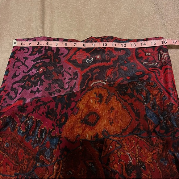 Diane Von Furstenberg Silk Asymmetrical Pink and Orange Layered Ruffle Skirt - Picture 4 of 6